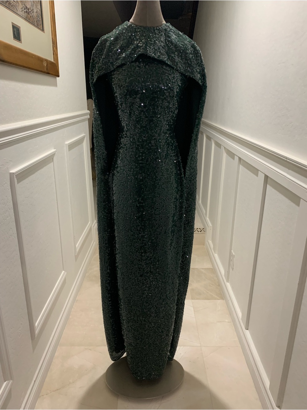 ERDEM Cape Effect Embellished Sequined Gown Size 2 US